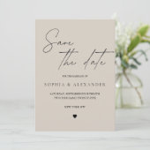 Elegante Minimalistische Beige Save the Date Kaart (Staand voorkant)