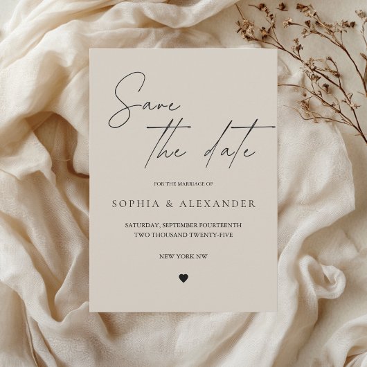 Elegante Minimalistische Beige Save the Date Kaart