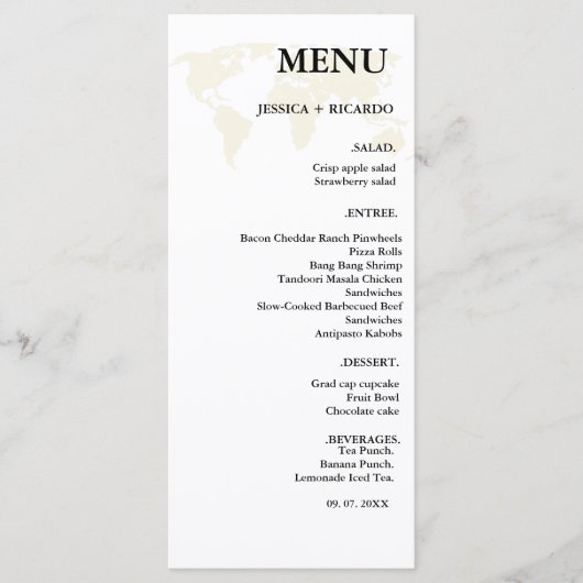 Elegante minimalistische bestemming Beige bruiloft Menu (Voorkant)