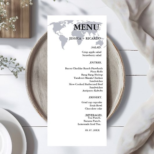 Elegante minimalistische bestemming Navy Blue Wedd Menu