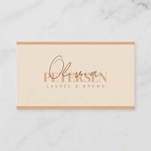 Elegante minimalistische Biege BrownTrendy oogwimp Visitekaartje (Achterkant)