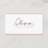 Elegante minimalistische Biege witte oogwimpers Br Visitekaartje (Achterkant)
