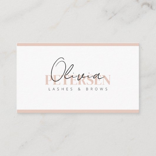 Elegante minimalistische Biege witte oogwimpers Br Visitekaartje (Achterkant)