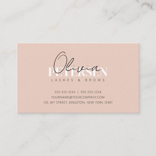 Elegante minimalistische Biege witte oogwimpers Br Visitekaartje (Voorkant)