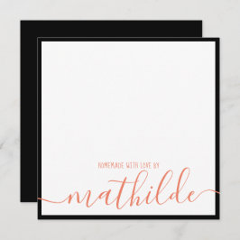 Elegante minimalistische Black Border Coral Script Notitiekaartje