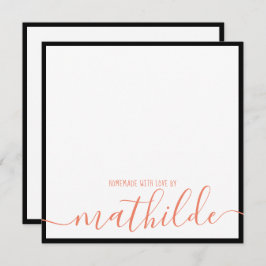 Elegante minimalistische Black Border Coral Script Notitiekaartje