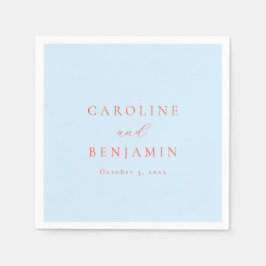 Elegante Minimalistische Blau Oranje Kalligrafie B Servet