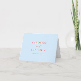 Elegante Minimalistische Blau Oranje Trouw Bedankkaart