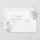 Elegante minimalistische blauwe bloemenbruids rece (Voorkant)