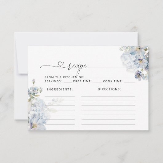 Elegante minimalistische blauwe bloemenbruids rece (Voorkant)