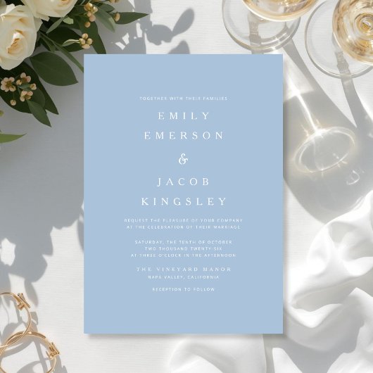 Elegante Minimalistische Blauwe Bruiloft Kaart