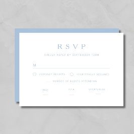 Elegante Minimalistische Blauwe Bruiloft RSVP Kaartje