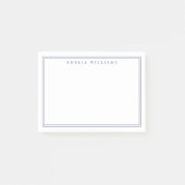 Elegante Minimalistische Blauwe Dubbele Rand Post-it® Notes (Voorkant)