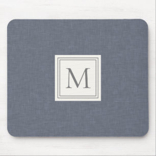 Elegante Minimalistische Blauwe Grijze Nep Linnen  Muismat
