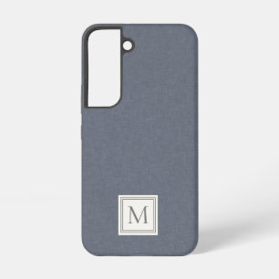Elegante Minimalistische Blauwe Grijze Nep Linnen  Samsung Galaxy Hoesje
