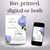 Elegante minimalistische blauwe hortensia bloemenb kaart