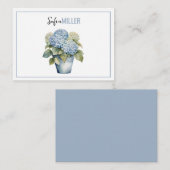 Elegante Minimalistische Blauwe Hortensia Bruiloft Notitiekaartje (Voorkant / Achterkant)