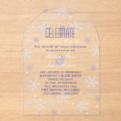 Elegante minimalistische blauwe sneeuwvlok winterb acryl uitnodigingen (Voorkant)