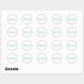 Elegante minimalistische Blauwgroen Monogram stipp Ronde Sticker (Vel)