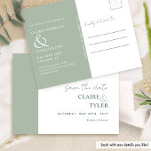 Elegante minimalistische, Bleke groene bruiloft sa Briefkaart