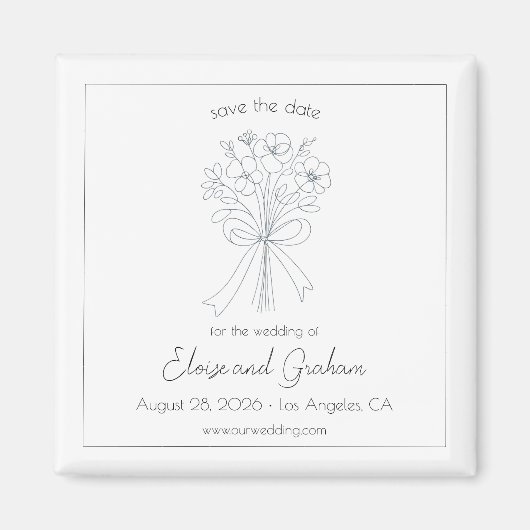 Elegante minimalistische bloem en boog sparen de d magneet (Voorkant)