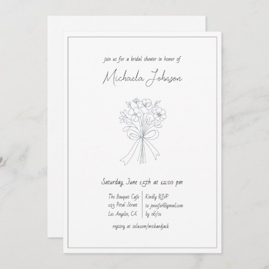 Elegante minimalistische bloem en boog Vrijgezelle Kaart (Voorkant / Achterkant)