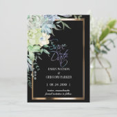 Elegante Minimalistische Bloem Goud Save The Date (Staand voorkant)