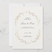 Elegante minimalistische bloemen bruiloft uitnodig kaart (Voorkant)