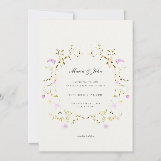 Elegante minimalistische bloemen Lijst bruiloft ui Kaart (Voorkant)