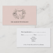 Elegante minimalistische bloemen tandheelkundige a afsprakenkaartje (Voorkant / Achterkant)