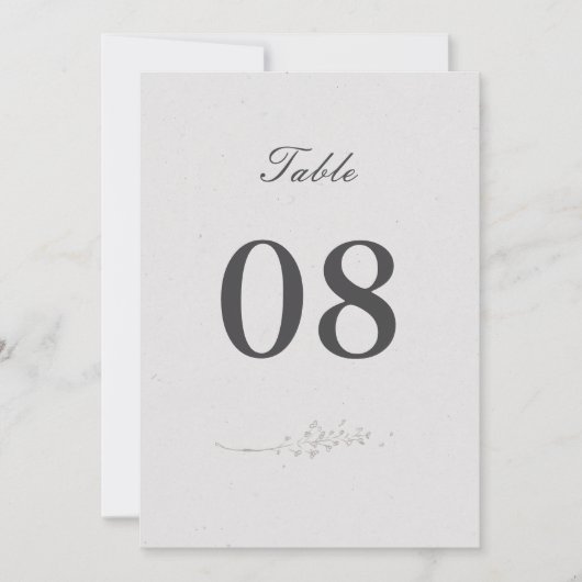 Elegante minimalistische bloemen trouwtafel nummer (Voorkant)