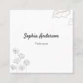 Elegante minimalistische bloemenaccenten vierkante visitekaartje (Voorkant)
