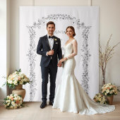 Elegante minimalistische bloemenboog bruiloft acht wandkleed