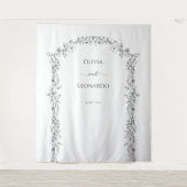Elegante minimalistische bloemenboog bruiloft acht wandkleed (Voorkant)