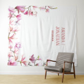 Elegante minimalistische bloemenbruiloft achtergro wandkleed (In Situ (horizontaal))