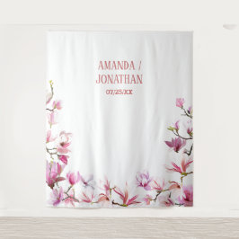 Elegante minimalistische bloemenbruiloft achtergro wandkleed