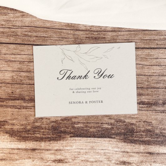 Elegante minimalistische bloemenbruiloft bedankkaart