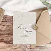 Elegante minimalistische bloemenbruiloft kaart