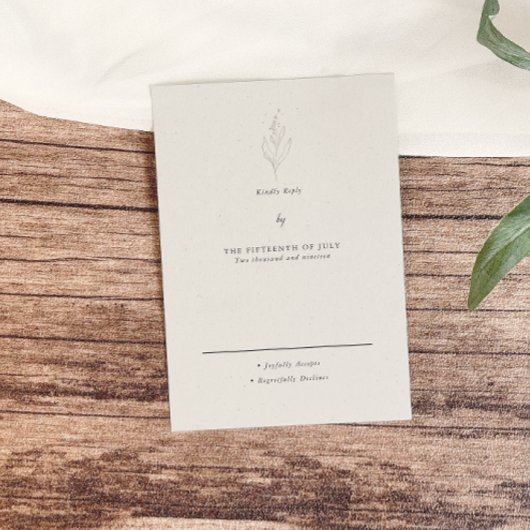 Elegante minimalistische bloemenbruiloft RSVP kaartje