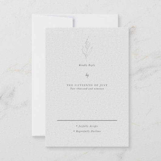 Elegante minimalistische bloemenbruiloft RSVP kaartje (Voorkant)