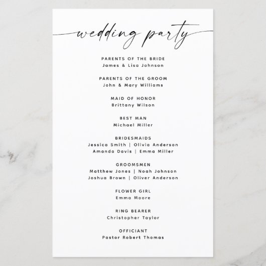 Elegante minimalistische bloemenbruiloft | scriptp (Achterkant)