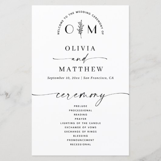 Elegante minimalistische bloemenbruiloft | scriptp (Voorkant)