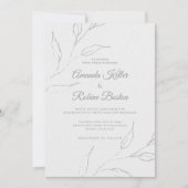 Elegante minimalistische bloemenbruiloft uitnodigi kaart (Voorkant)