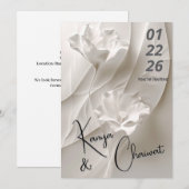 Elegante minimalistische bloemenbruiloft uitnodigi kaart (Voorkant / Achterkant)