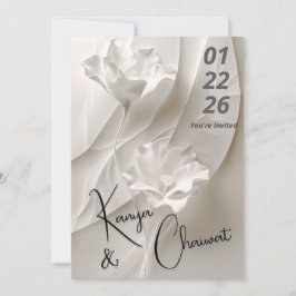 Elegante minimalistische bloemenbruiloft uitnodigi kaart