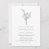 Elegante minimalistische bloemenbruiloft uitnodigi kaart (Voorkant)