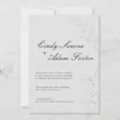 Elegante minimalistische bloemenbruiloft uitnodigi kaart (Voorkant)