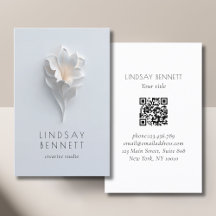 Elegante Minimalistische Bloemencode Witte Blauwe 