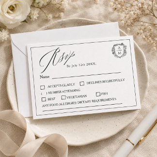 Elegante Minimalistische Bloemenkam Trouwkaart RSVP Kaartje
