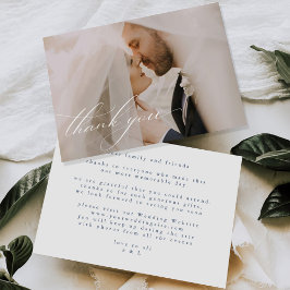 Elegante minimalistische bloementekening bruiloft bedankkaart